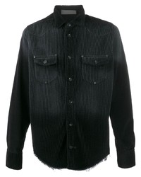 Chemise à manches longues en velours côtelé noire Di Liborio