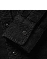 Chemise à manches longues en velours côtelé noire Jean Shop
