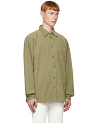 Chemise à manches longues en velours côtelé olive John Elliott