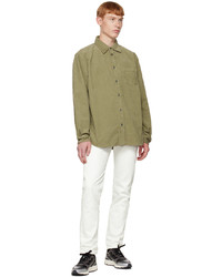 Chemise à manches longues en velours côtelé olive John Elliott