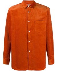 Chemise à manches longues en velours côtelé orange Comme Des Garcons SHIRT