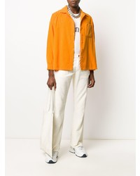 Chemise à manches longues en velours côtelé orange ERL