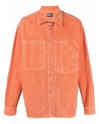 Chemise à manches longues en velours côtelé orange Diesel