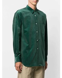 Chemise à manches longues en velours côtelé vert foncé Comme Des Garcons SHIRT