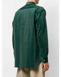 Chemise à manches longues en velours côtelé vert foncé Comme Des Garcons SHIRT