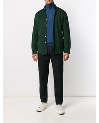 Chemise à manches longues en velours côtelé vert foncé Ralph Lauren