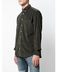 Chemise à manches longues en velours côtelé vert foncé Gitman Vintage