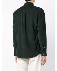 Chemise à manches longues en velours côtelé vert foncé Barbour