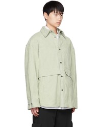 Chemise à manches longues en velours côtelé vert menthe Wooyoungmi