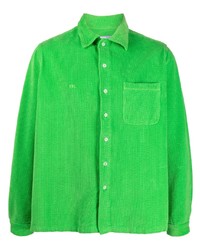 Chemise à manches longues en velours côtelé verte ERL