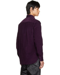Chemise à manches longues en velours côtelé violette Sébline