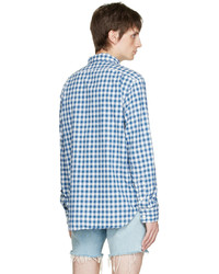 Chemise à manches longues en vichy blanc et bleu marine Polo Ralph Lauren