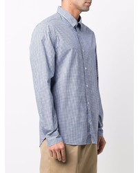 Chemise à manches longues en vichy blanc et bleu marine Woolrich