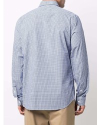 Chemise à manches longues en vichy blanc et bleu marine Woolrich