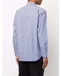 Chemise à manches longues en vichy blanc et bleu marine Comme Des Garcons SHIRT