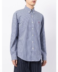 Chemise à manches longues en vichy blanc et bleu marine Polo Ralph Lauren