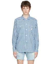 Chemise à manches longues en vichy blanc et bleu marine Polo Ralph Lauren