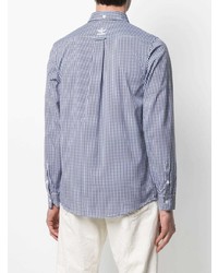 Chemise à manches longues en vichy blanc et bleu marine adidas