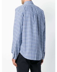 Chemise à manches longues en vichy blanc et bleu Ralph Lauren