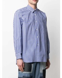 Chemise à manches longues en vichy blanc et bleu Comme Des Garcons SHIRT