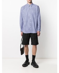 Chemise à manches longues en vichy blanc et bleu Comme Des Garcons SHIRT