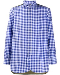 Chemise à manches longues en vichy blanc et bleu Junya Watanabe