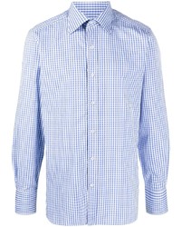 Chemise à manches longues en vichy blanc et bleu Tom Ford