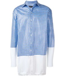 Chemise à manches longues en vichy blanc et bleu Y/Project
