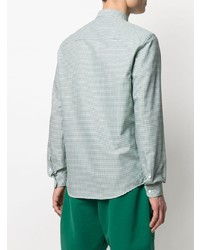 Chemise à manches longues en vichy blanc et vert Ami Paris