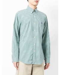 Chemise à manches longues en vichy blanc et vert Polo Ralph Lauren