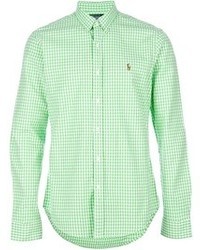 Chemise à manches longues en vichy blanc et vert Polo Ralph Lauren