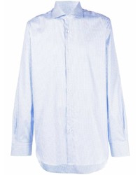 Chemise à manches longues en vichy bleu clair Barba