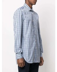 Chemise à manches longues en vichy bleu clair Kiton