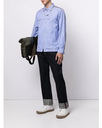 Chemise à manches longues en vichy bleu clair Junya Watanabe