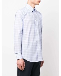 Chemise à manches longues en vichy bleu clair Canali