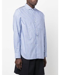 Chemise à manches longues en vichy bleu clair Junya Watanabe MAN