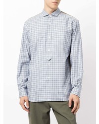 Chemise à manches longues en vichy bleu clair Junya Watanabe MAN