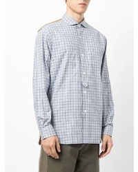 Chemise à manches longues en vichy bleu clair Junya Watanabe MAN