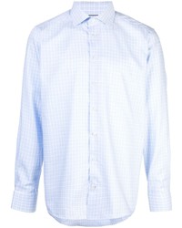 Chemise à manches longues en vichy bleu clair Eton