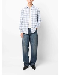 Chemise à manches longues en vichy bleu clair Tom Ford
