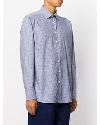 Chemise à manches longues en vichy bleu clair Etro