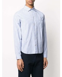 Chemise à manches longues en vichy bleu clair Gucci