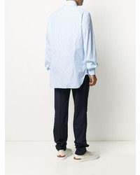 Chemise à manches longues en vichy bleu clair Kiton