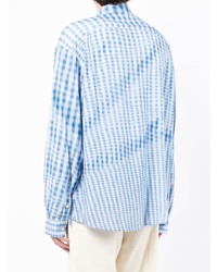 Chemise à manches longues en vichy bleu clair Jacquemus