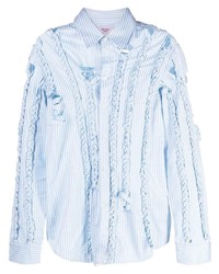 Chemise à manches longues en vichy bleu clair Martine Rose