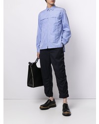 Chemise à manches longues en vichy bleu clair Junya Watanabe MAN