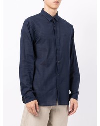 Chemise à manches longues en vichy bleu marine Armani Exchange