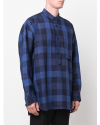 Chemise à manches longues en vichy bleu marine Comme des Garcons Homme