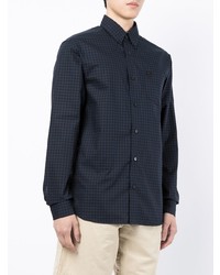 Chemise à manches longues en vichy bleu marine Fred Perry