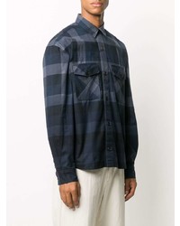 Chemise à manches longues en vichy bleu marine Kenzo